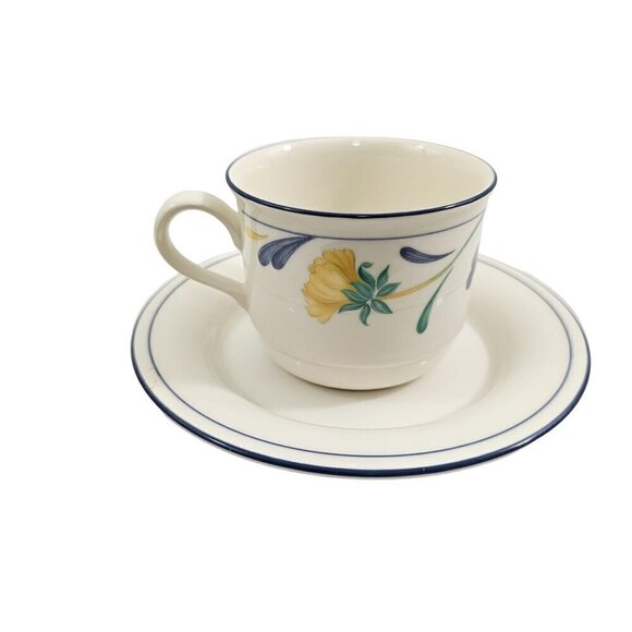 Lenox Chinastone Buttercups on Blue Service for 4 Cup  and Saucer Tea Coffee Set - Picture 8 of 16